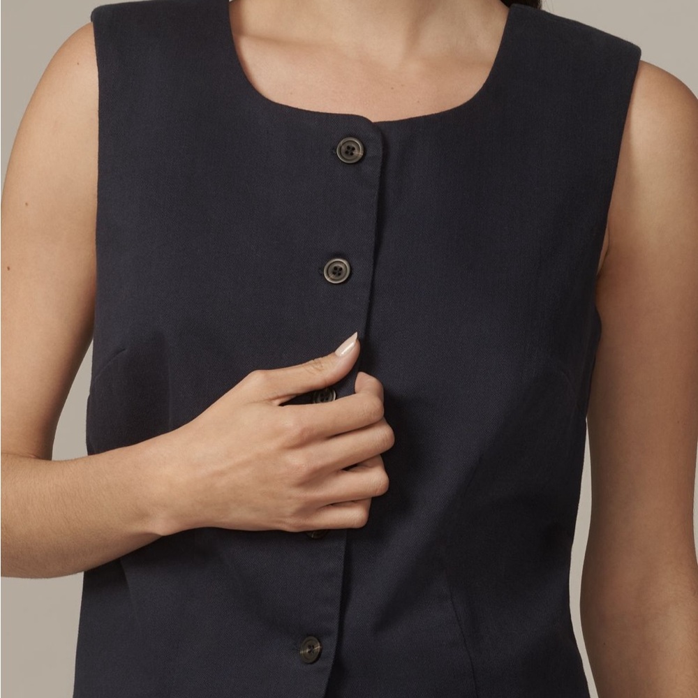 Anthropologie Sleeveless Navy Button-Up Top